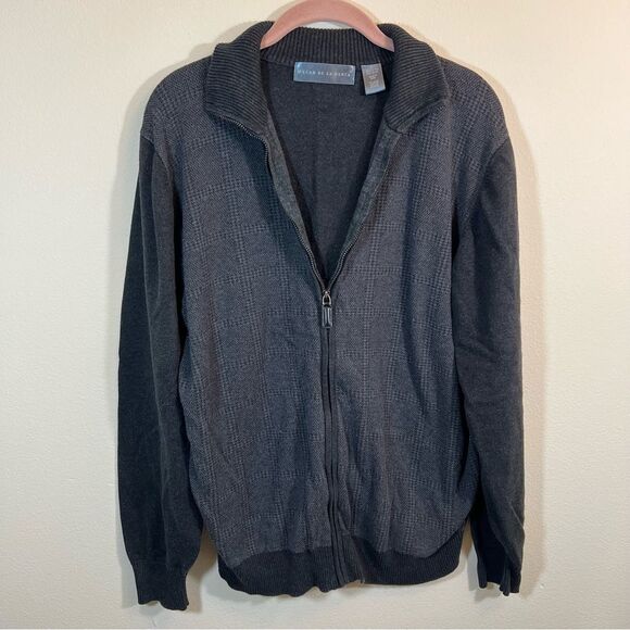 ✨ Oscar de la Renta Men’s Gray Zip Up Sweater XL - Picture 1 of 11